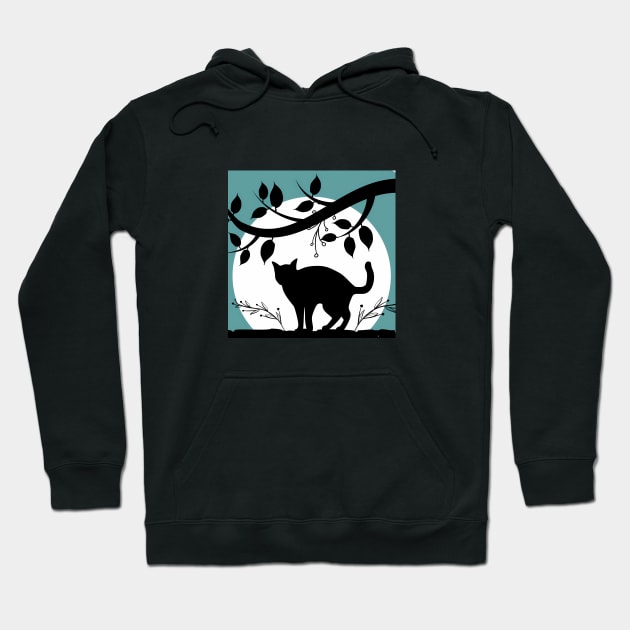 Silueta De Gato Bajo La Luna Hoodie by WilsonQR